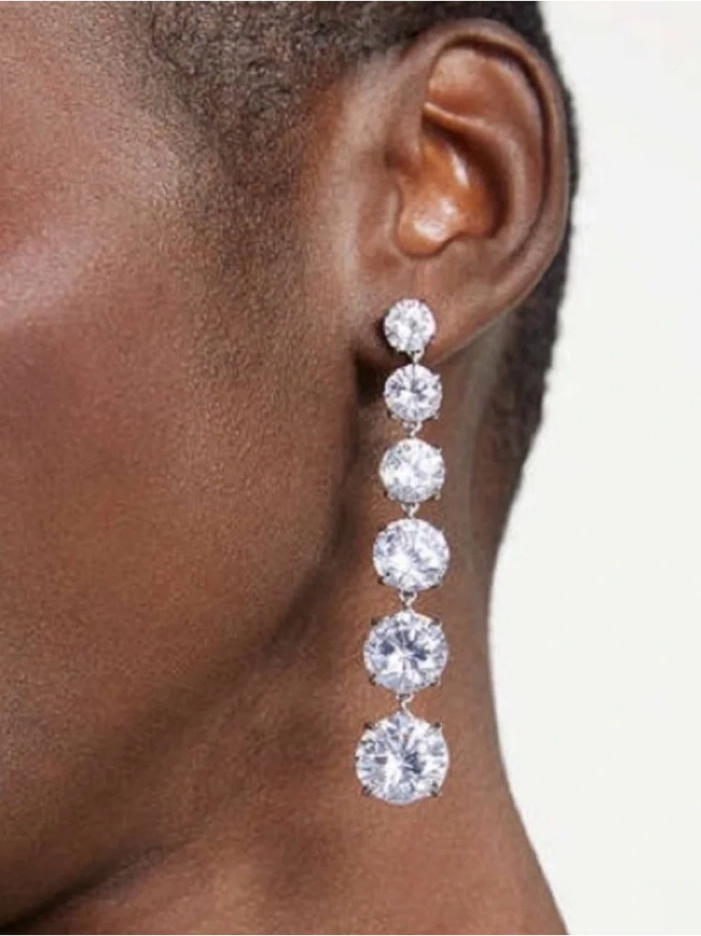kate spade silver-tone clear crystal linear drop earrings - Picture 2 of 5